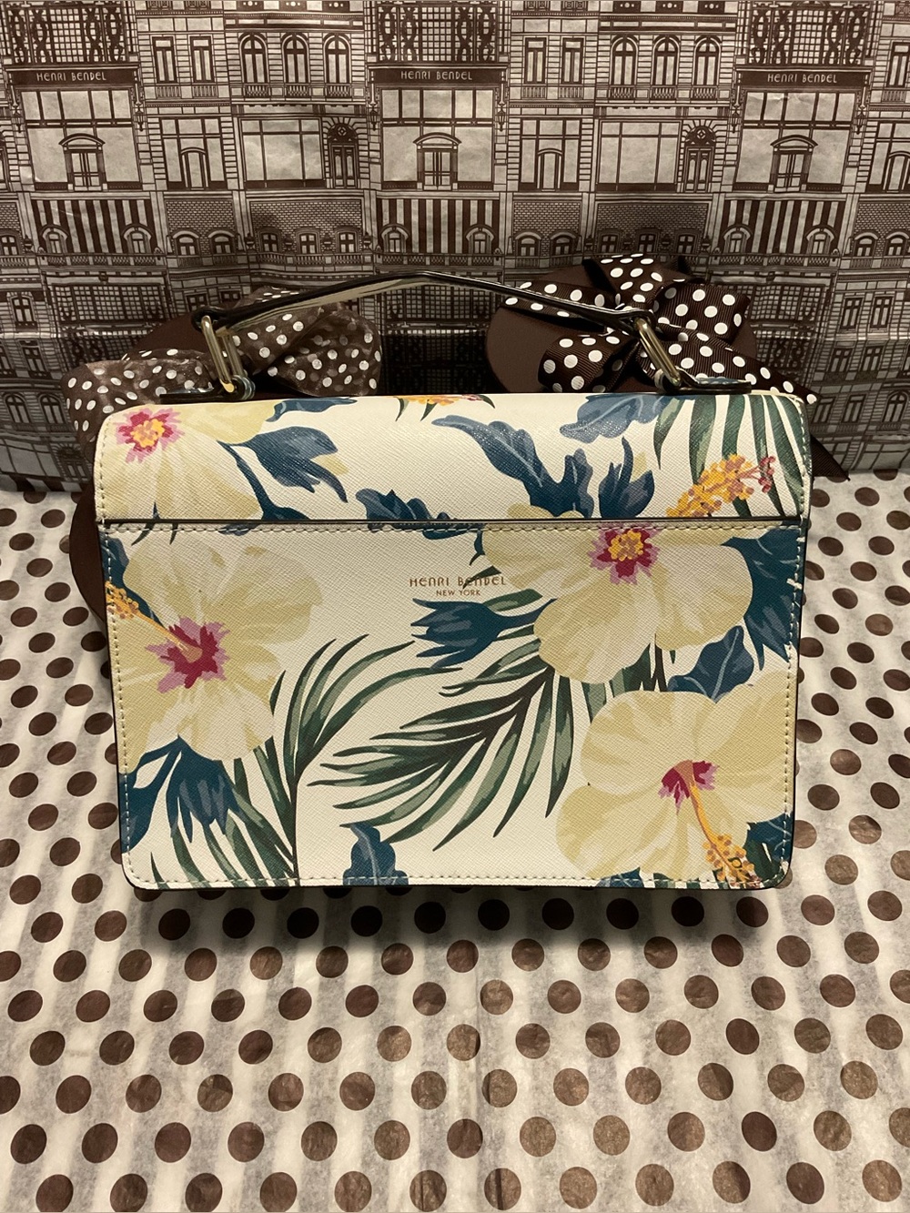 EUC Henri Bendel West 57th Schoolbag in Tropical Floral Print w Dust Bag - Picture 3 of 16
